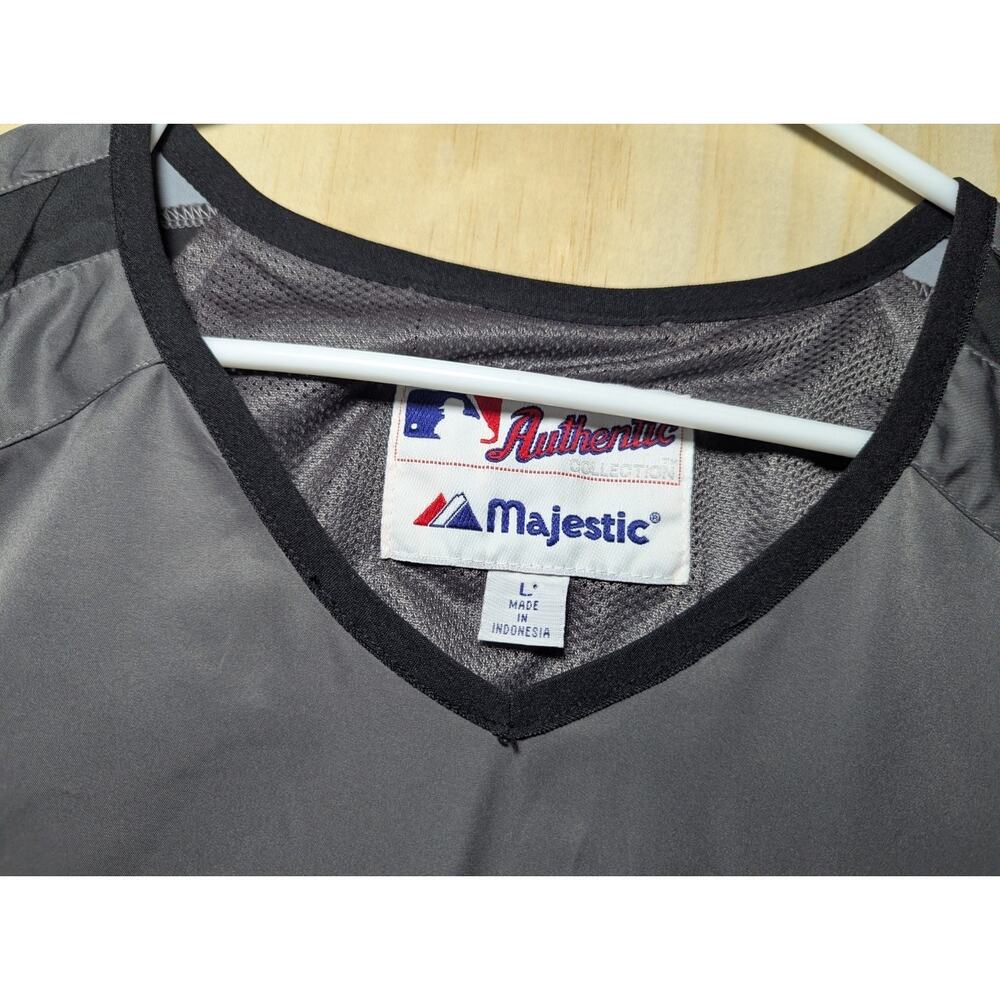 Majestic Men's Large Toronto Blue Jays MLB Authentic Pullover Jacket Grey Black - Picture 9 of 13
